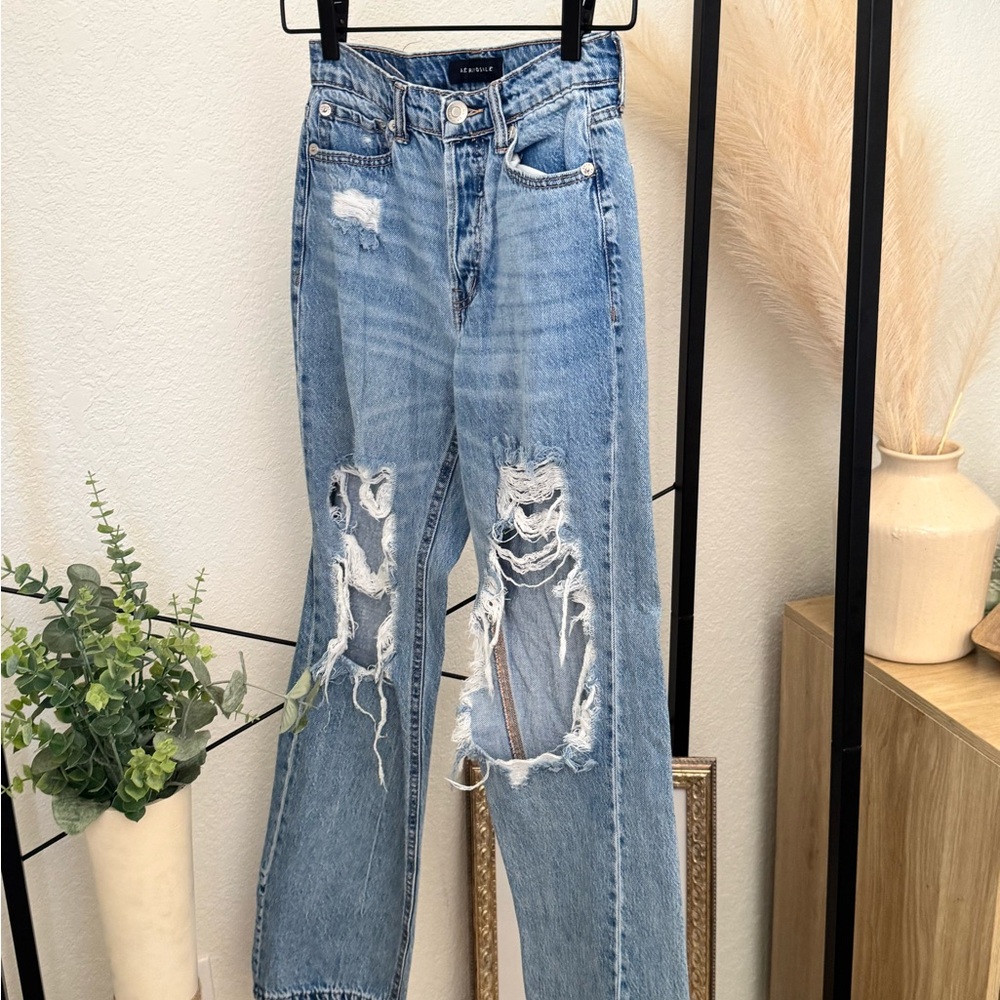 Distressed Blue Jeans